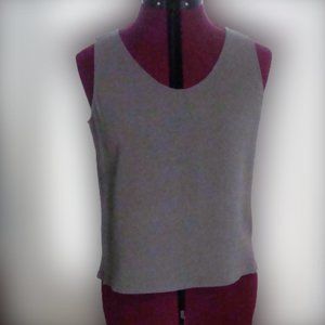 EILEEN FISHER Crepe Silk Spandex Gray Sleeveless Top